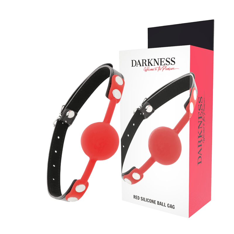 Bâillon boule silicone rouge Darkness fétiche - Mise en situation Dark Luxury 4 - MANJOY