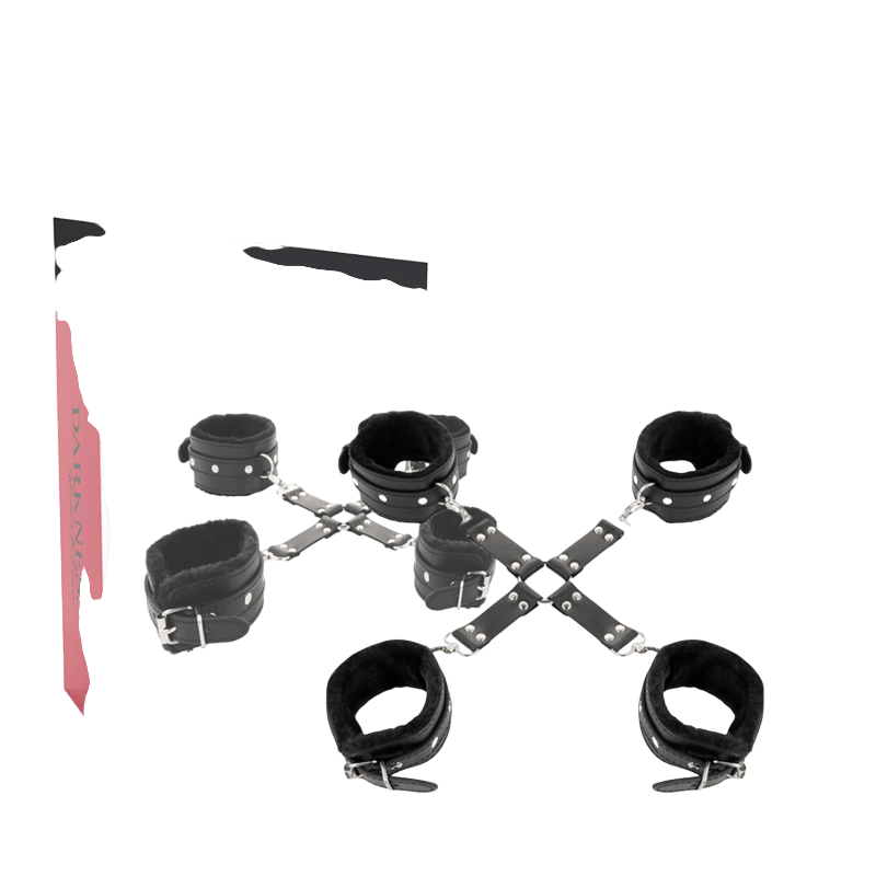Set de bondage hogtie cuir noir Darkness luxe - Présentation 6 - MANJOY