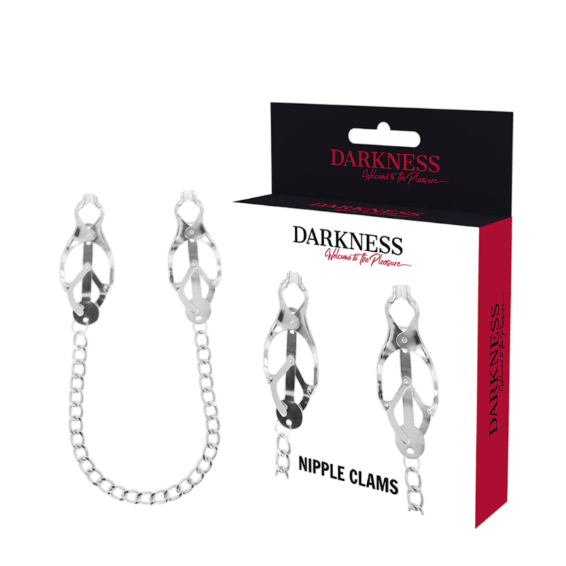 Pinces à mamelons métal avec chaîne Darkness - Présentation 3 - MANJOY