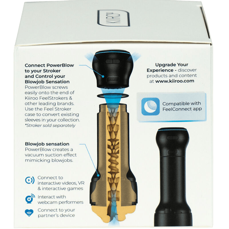 Système de succion interactif Kiiroo PowerBlow noir - Détail de l'ingénierie et des textures - MANJOY