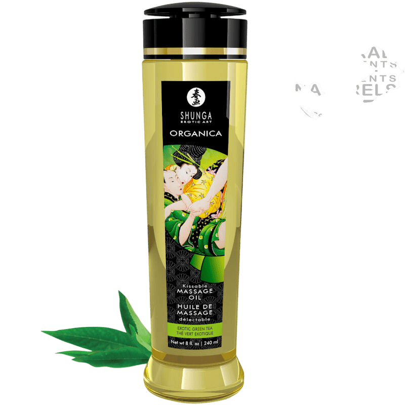 Huile massage érotique bio thé vert Shunga 240ml - Vue principale - MANJOY