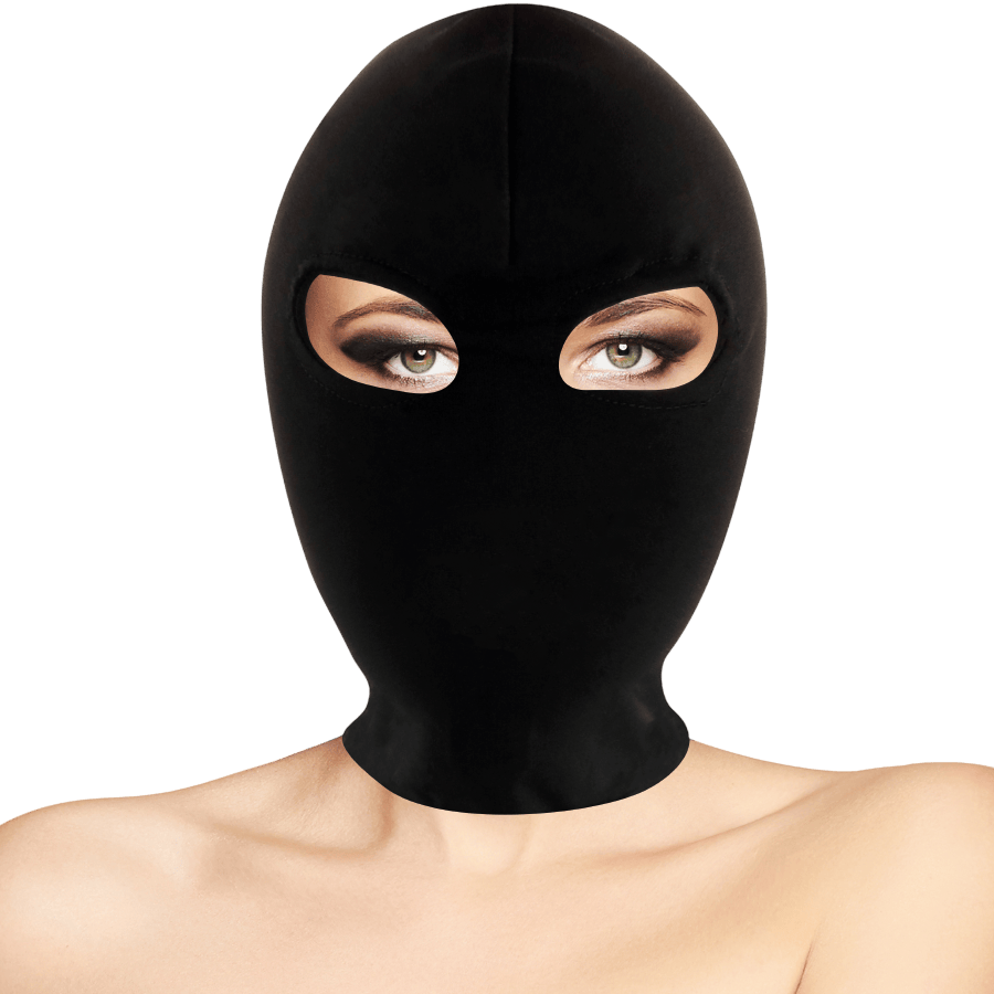 Masque soumission spandex noir Darkness fétiche - Présentation du packaging prestige - MANJOY