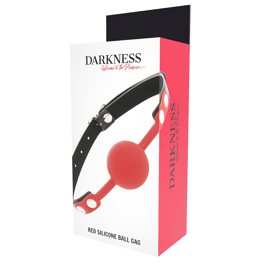 Bâillon boule silicone rouge Darkness fétiche - Mise en situation Dark Luxury 2 - MANJOY