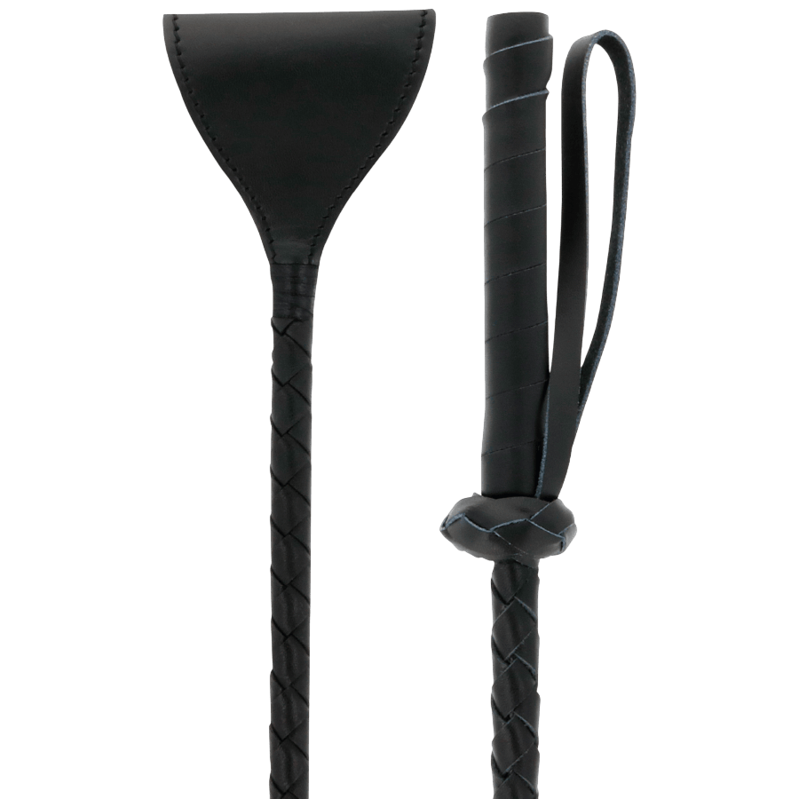 Cravache de bondage PVC noir Darkness impact - Détail de l'ingénierie et des textures - MANJOY