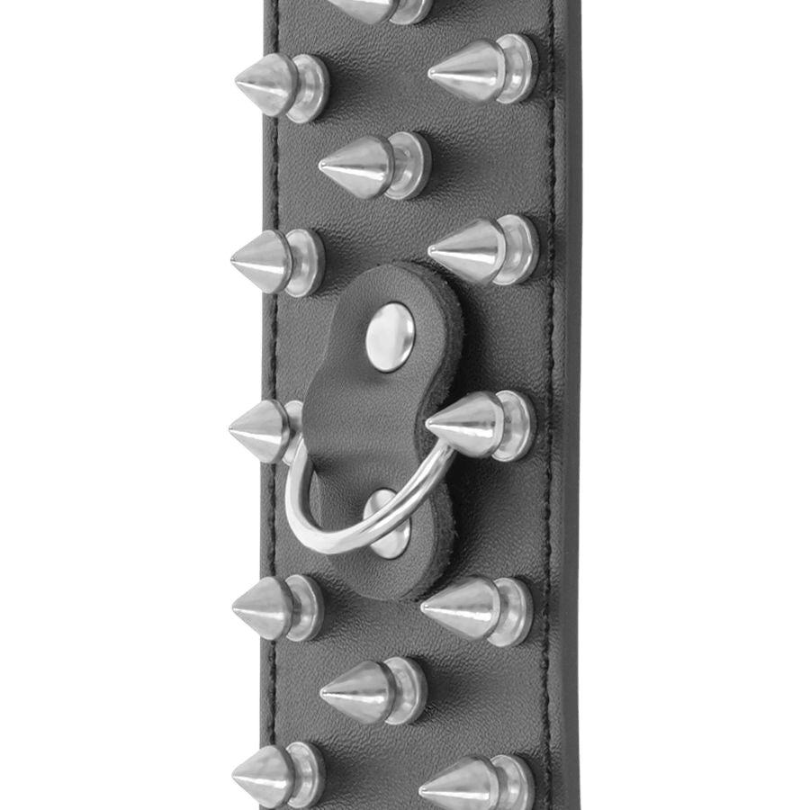 Menottes cuir noir spikes clous Darkness fétiche - Détail de l'ingénierie et des matières - MANJOY