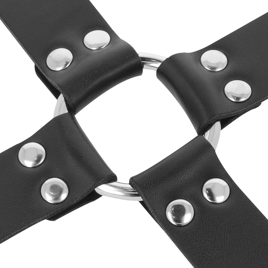 Set de bondage hogtie cuir noir Darkness luxe - Packaging - MANJOY