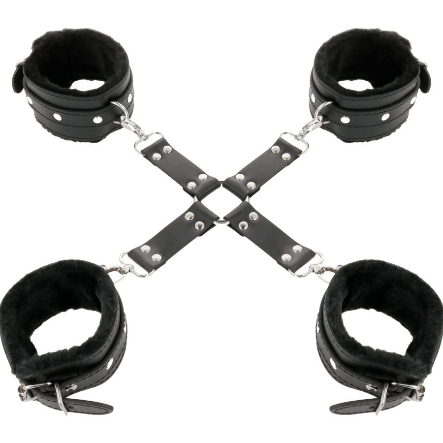 Set de bondage hogtie cuir noir Darkness luxe - Présentation 5 - MANJOY