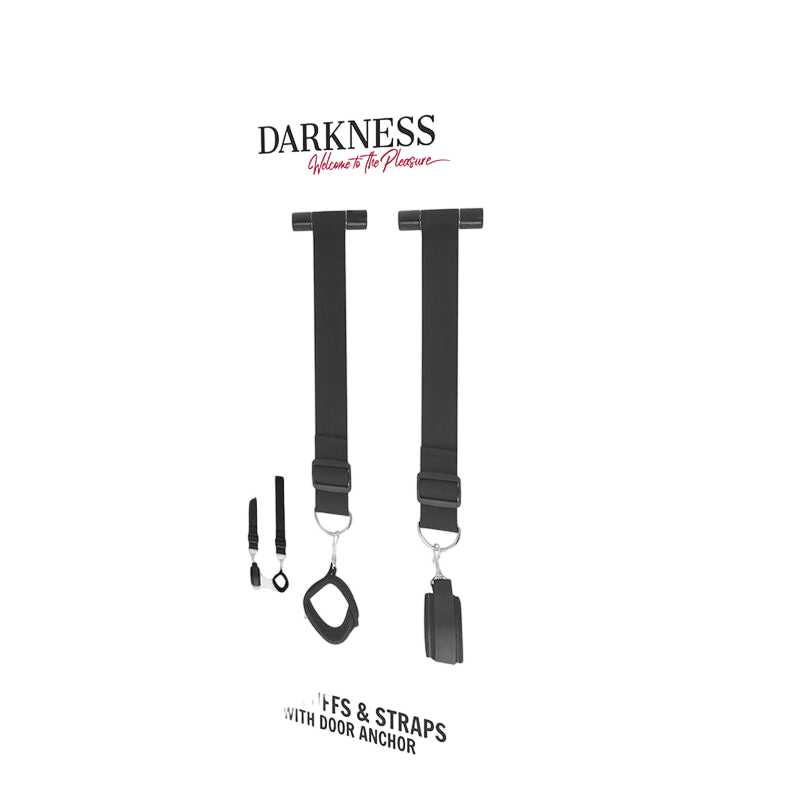 Menottes de porte bondage noir Darkness BDSM - Présentation 1 - MANJOY