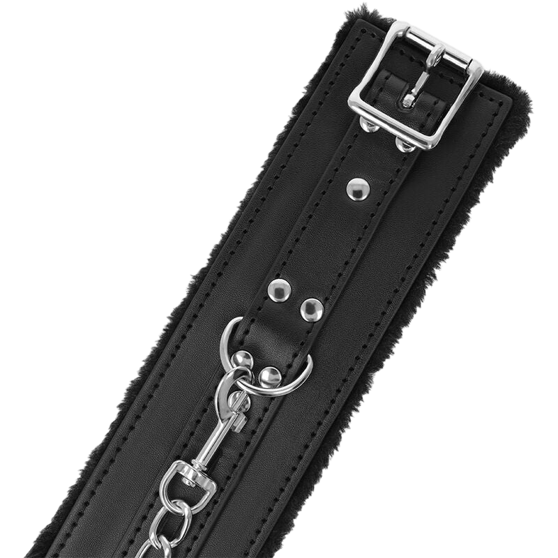 Menottes doublées fourrure noire Darkness - Détail texture - MANJOY