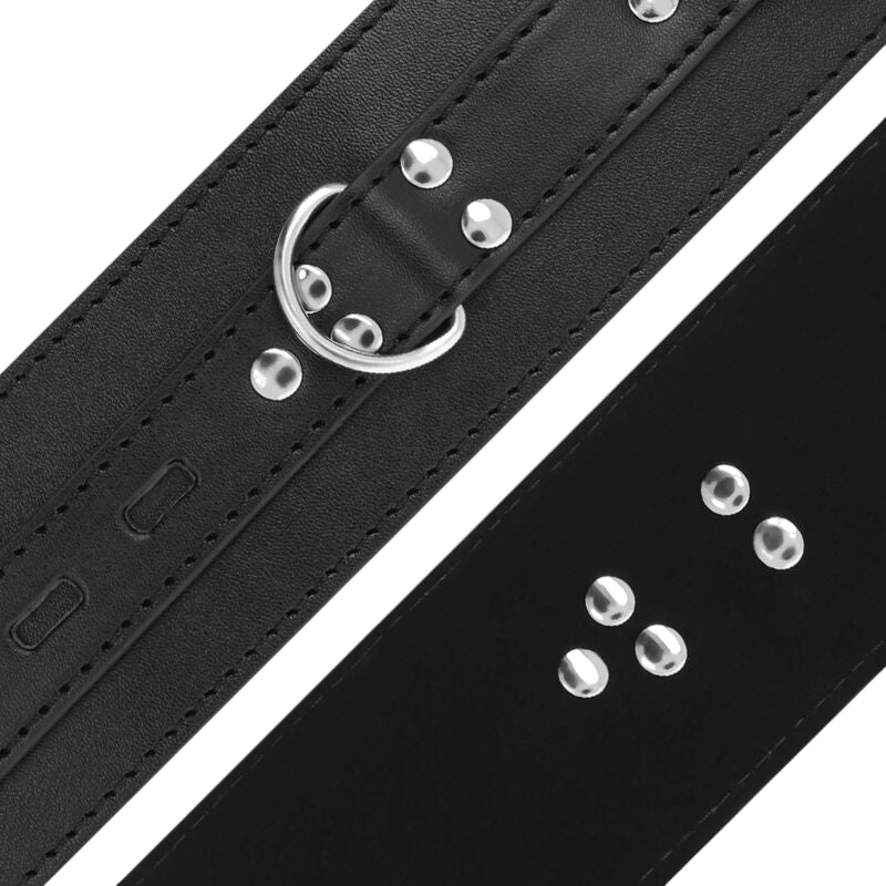 Menottes poignets cuir noir doublées Darkness luxe - Présentation du packaging de luxe - MANJOY