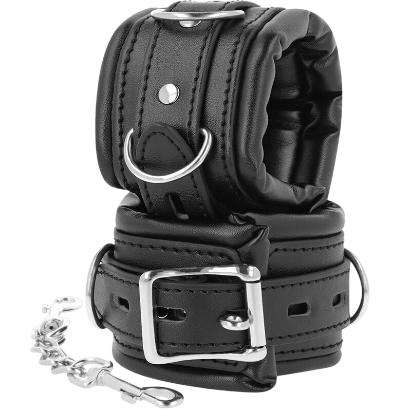 Menottes poignets rembourrées Darkness luxe - Présentation 1 - MANJOY