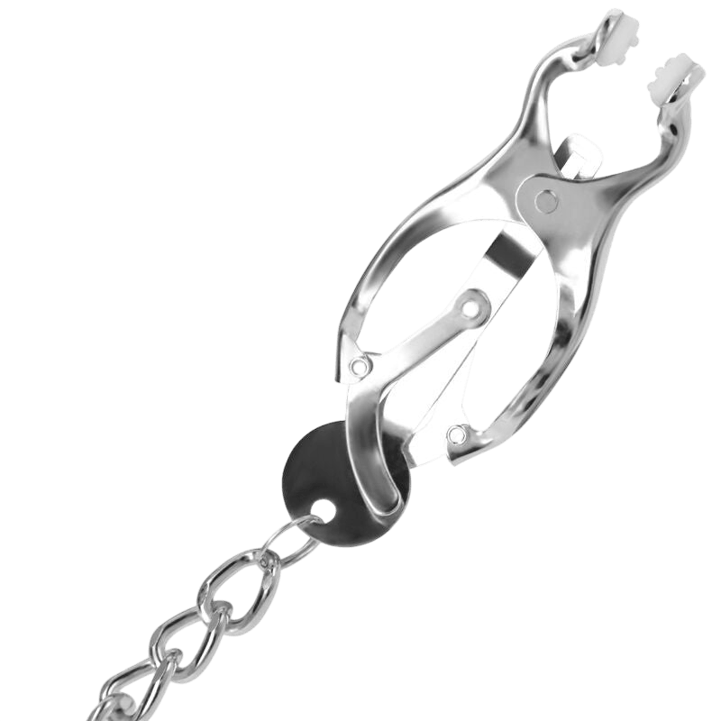 Pinces à mamelons métal avec chaîne Darkness - Présentation 1 - MANJOY