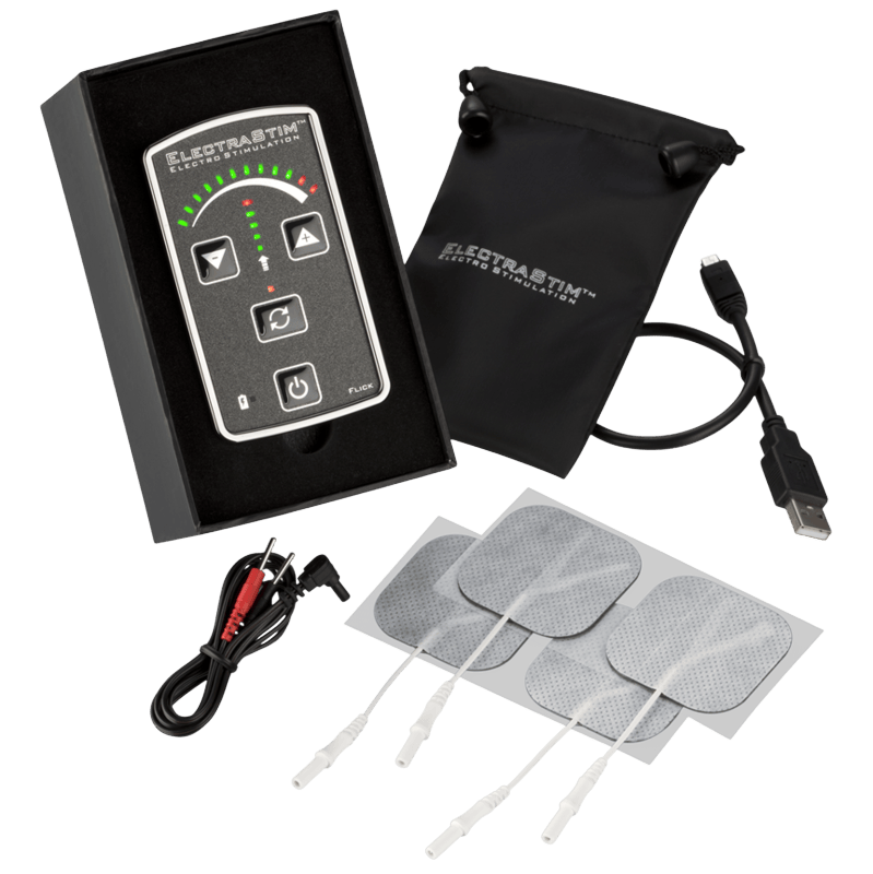 Stimulateur Electrastim Flick EM60-E pack complet - Présentation du packaging prestige - MANJOY