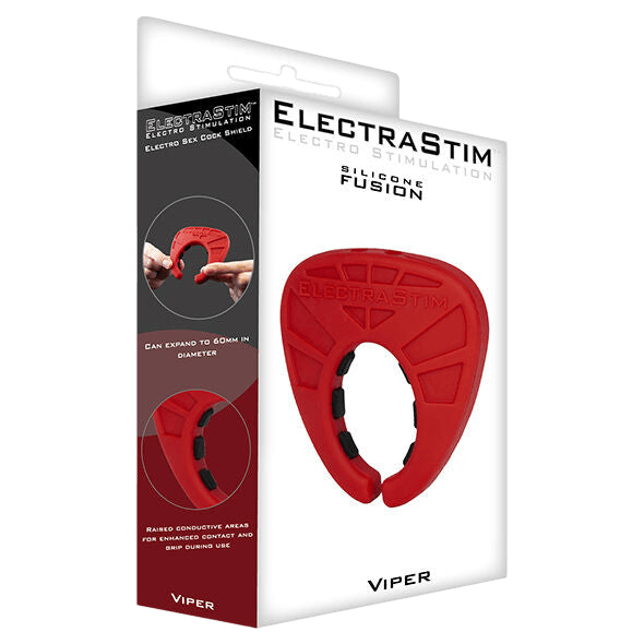 Anneau pénien conducteur Electrastim Viper noir et rouge - Détail de l'ingénierie et des matières - MANJOY