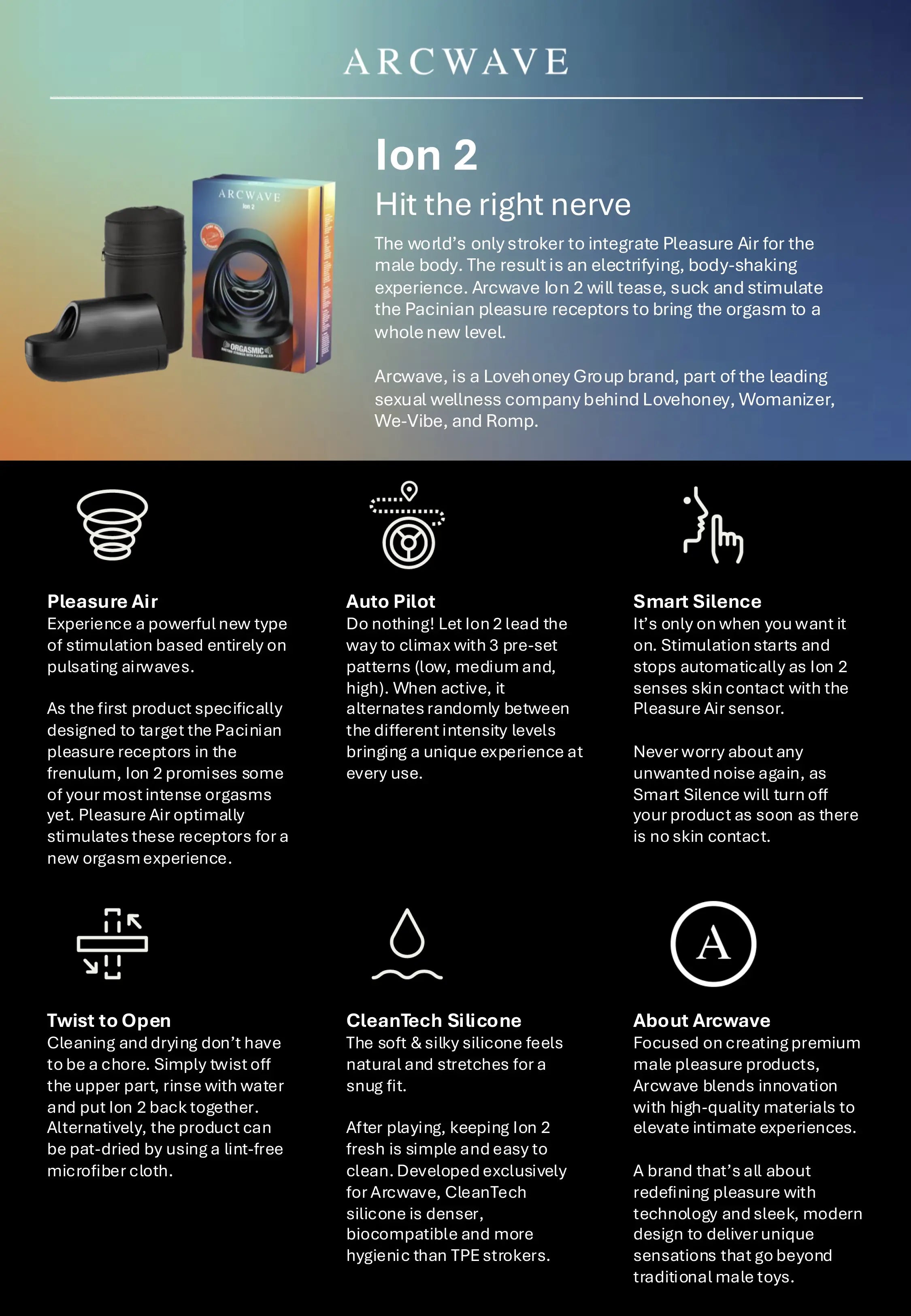 Arcwave Ion 2 : Masturbateur Technologie Pleasure Air™ | TheManjoy