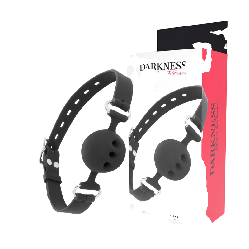 Bâillon respirant silicone noir Darkness BDSM - Mise en situation premium 2 - MANJOY