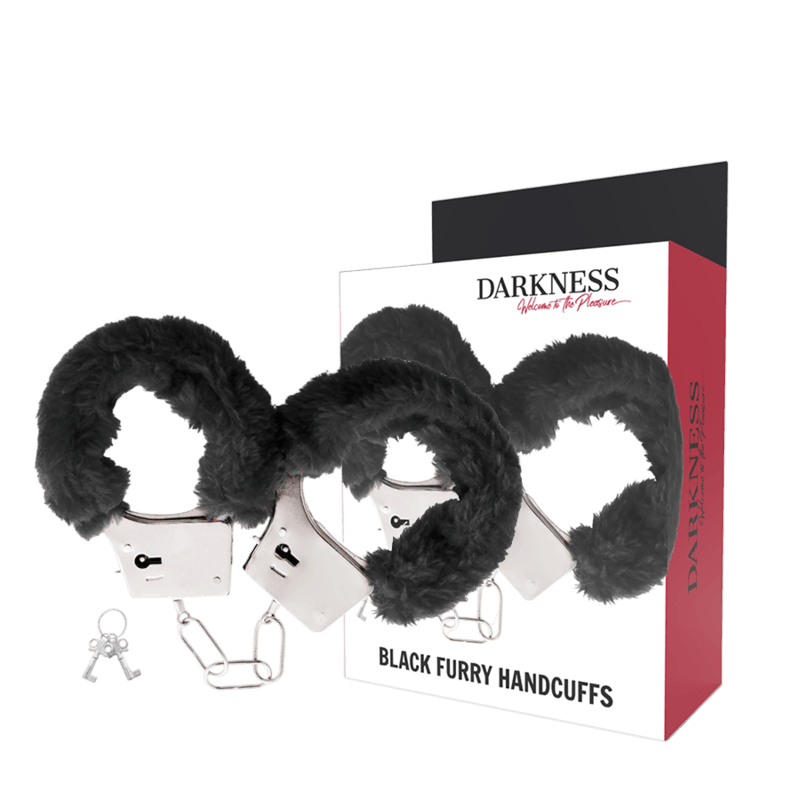 Menottes métal doublées noir Darkness - Vue principale - MANJOY