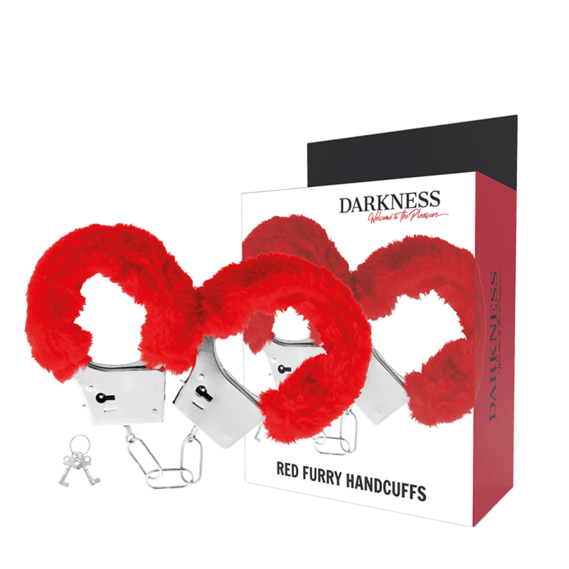 Menottes métal rouges doublées Darkness luxe - Mise en situation Dark Luxury 1 - MANJOY