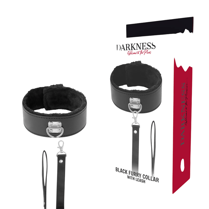 Collier doublé noir avec laisse titane Darkness - Présentation 3 - MANJOY