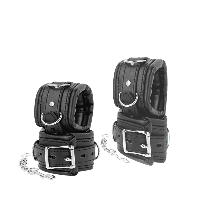 Menottes poignets rembourrées Darkness luxe - Présentation 2 - MANJOY