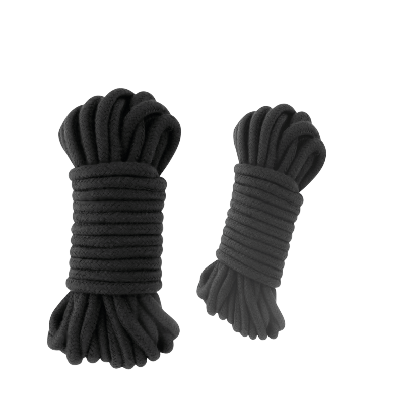 Corde de bondage coton noir Darkness 20m - Détail texture - MANJOY