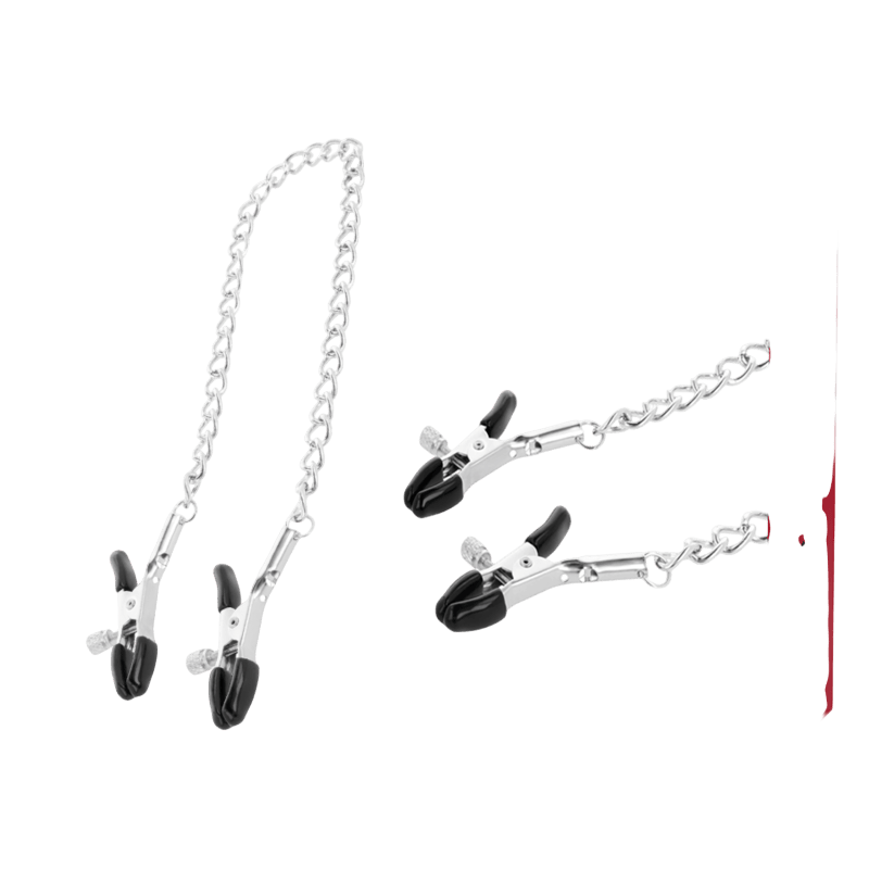 Pinces à mamelons métal avec chaîne Darkness - Présentation 1 - MANJOY