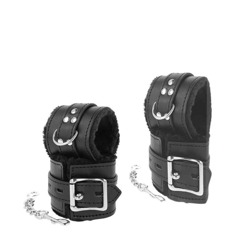 Menottes doublées fourrure noire Darkness - Vue principale - MANJOY