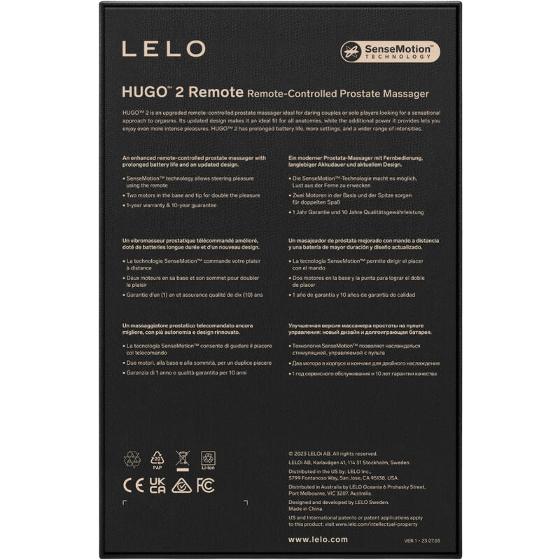 Masseur de prostate noir Lelo Hugo 2 interactif - Détail de l'ingénierie et des textures - MANJOY