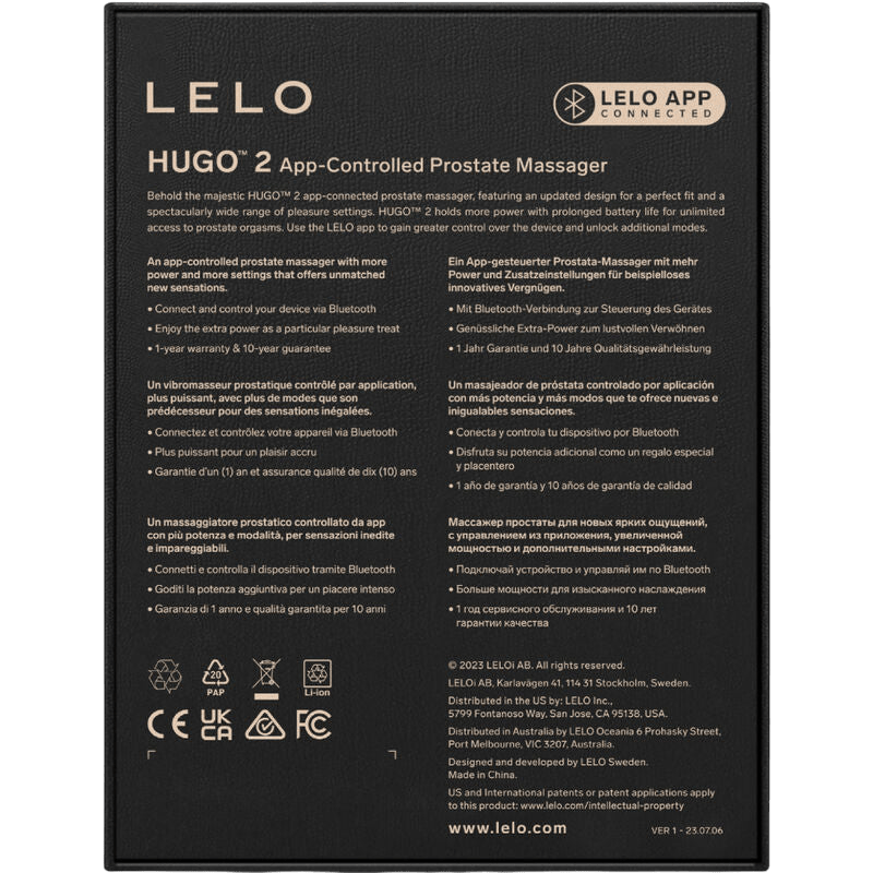 Masseur de prostate noir Lelo Hugo 2 luxe - Détail de l'ingénierie interne et textures - MANJOY