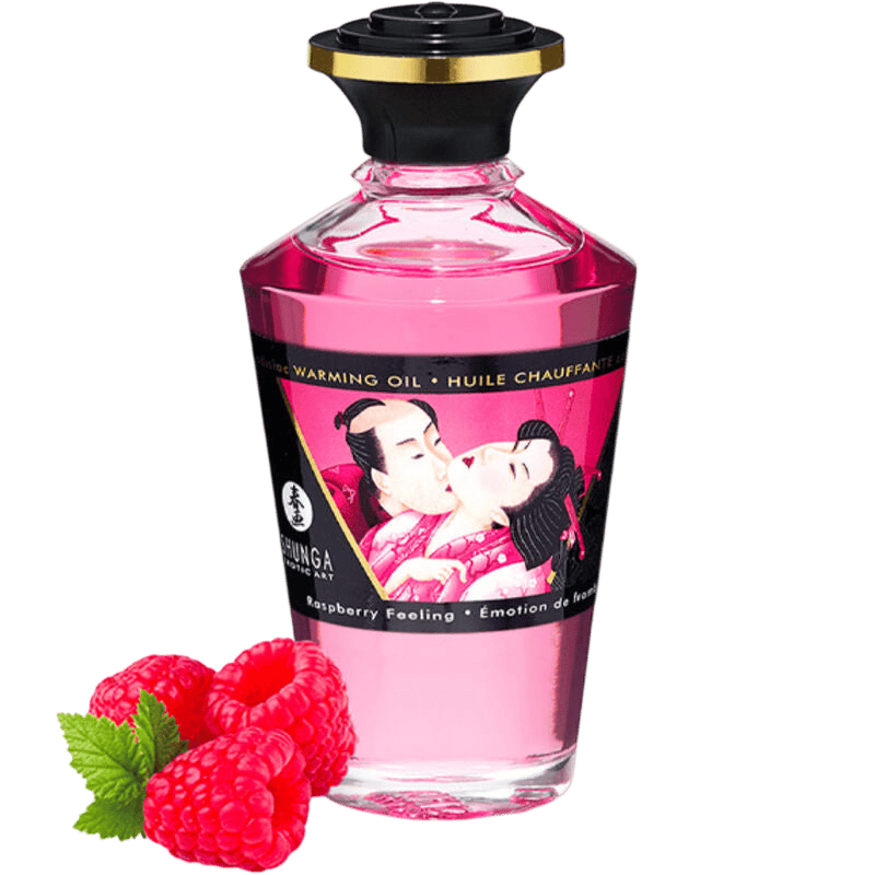 Coffret cadeaux érotiques Shunga Baisers Fruités - Détail de la texture et du flaconnage - MANJOY