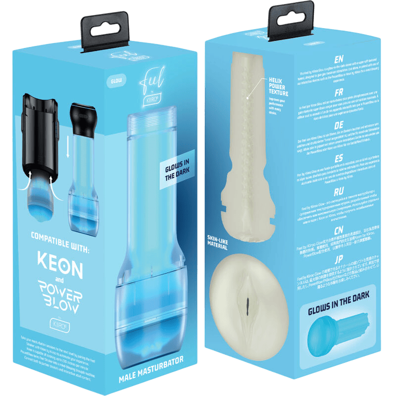 Masturbateur luminescent Kiiroo Feel Glow noir luxe - Écosystème interactif Kiiroo 3 - MANJOY