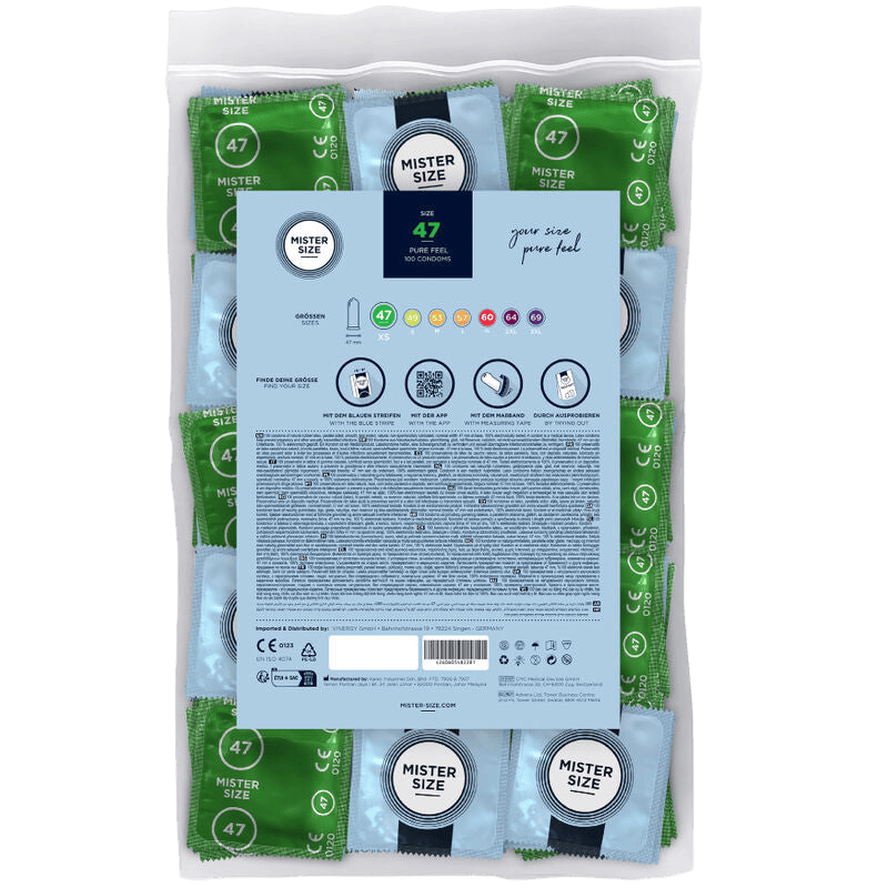 Préservatifs Mister Size 47mm boîte de 100 - Détail de la texture et finesse - MANJOY