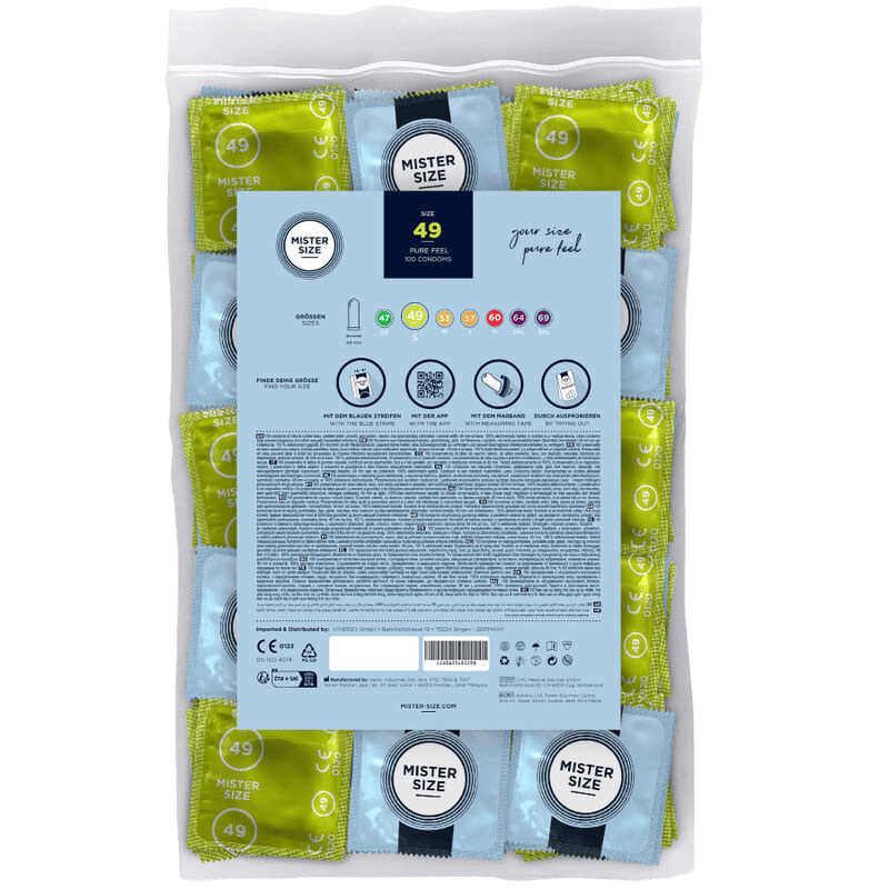 Préservatifs Mister Size 49mm boîte de 100 - Détail de la texture et finesse - MANJOY