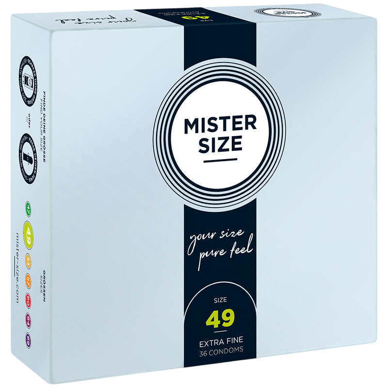 Préservatifs Mister Size 49mm boîte de 36 - Détail de la texture et finesse - MANJOY