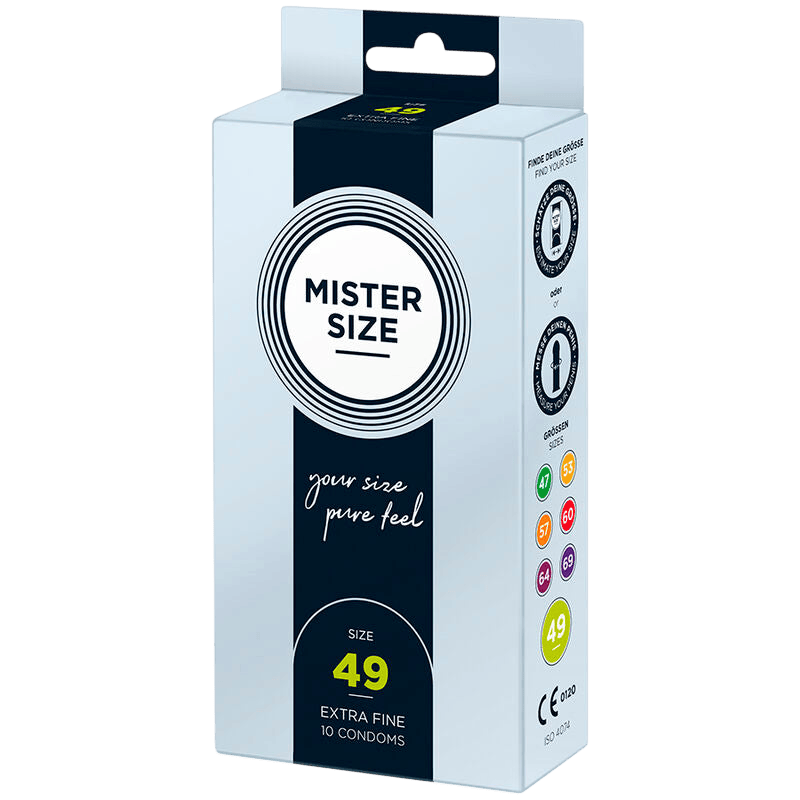 Préservatifs Mister Size 49mm boîte de 10 - Détail de la texture et finesse - MANJOY