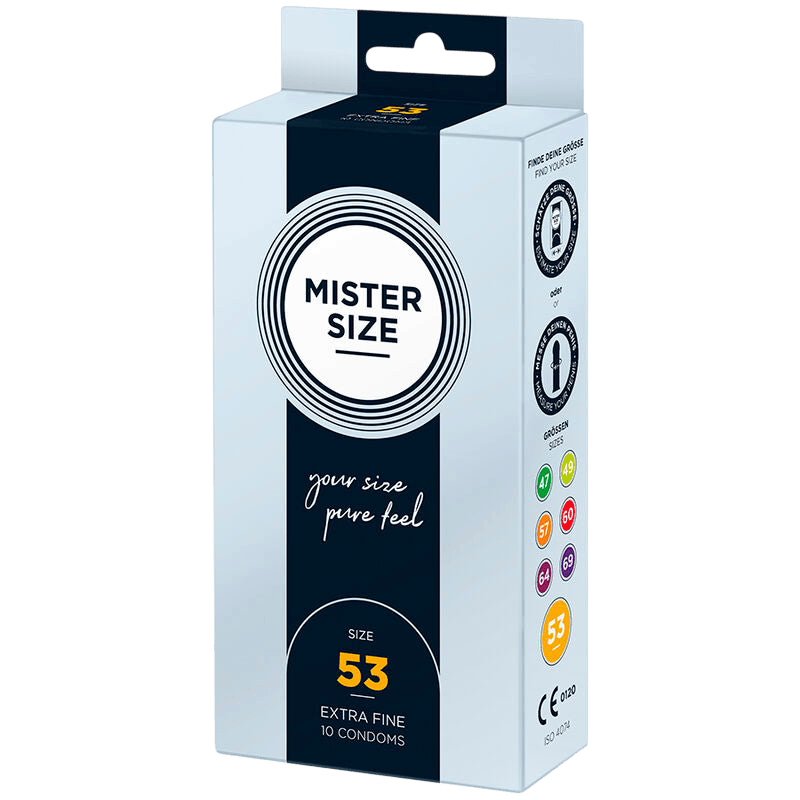 Préservatifs Mister Size 53mm boîte de 10 - Détail de la texture et finesse - MANJOY