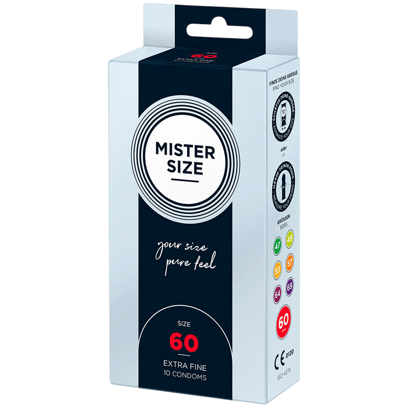 Préservatifs Mister Size 60mm boîte de 10 - Détail de la texture et finesse - MANJOY