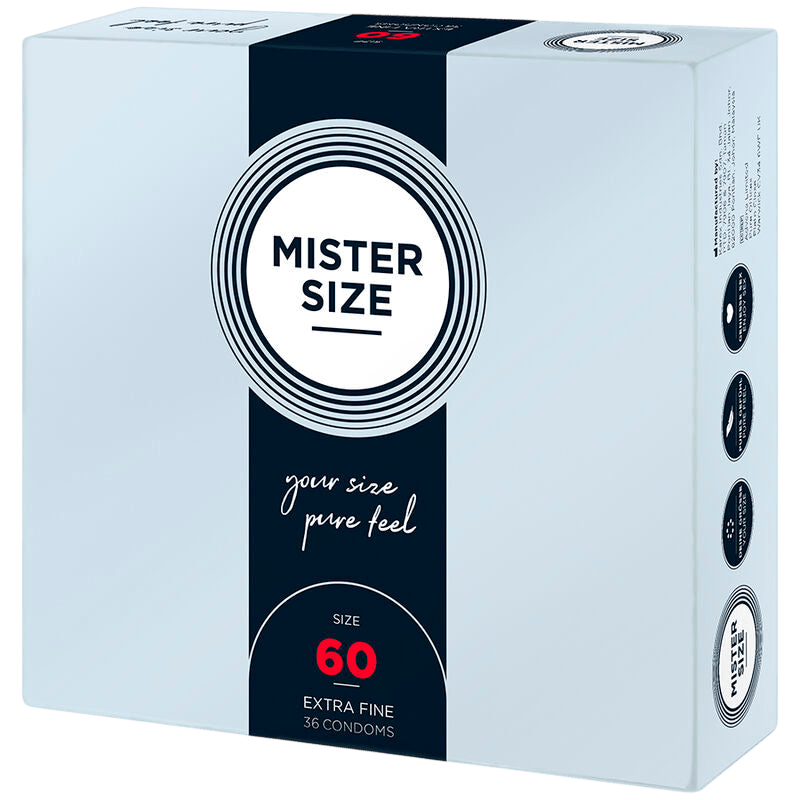 Préservatifs Mister Size 60mm boîte de 36 - Détail de la texture et finesse - MANJOY