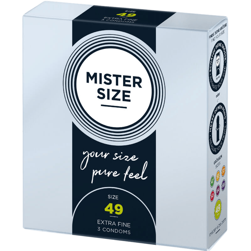 Préservatifs Mister Size 49mm boîte de 3 - Détail de la texture et finesse - MANJOY