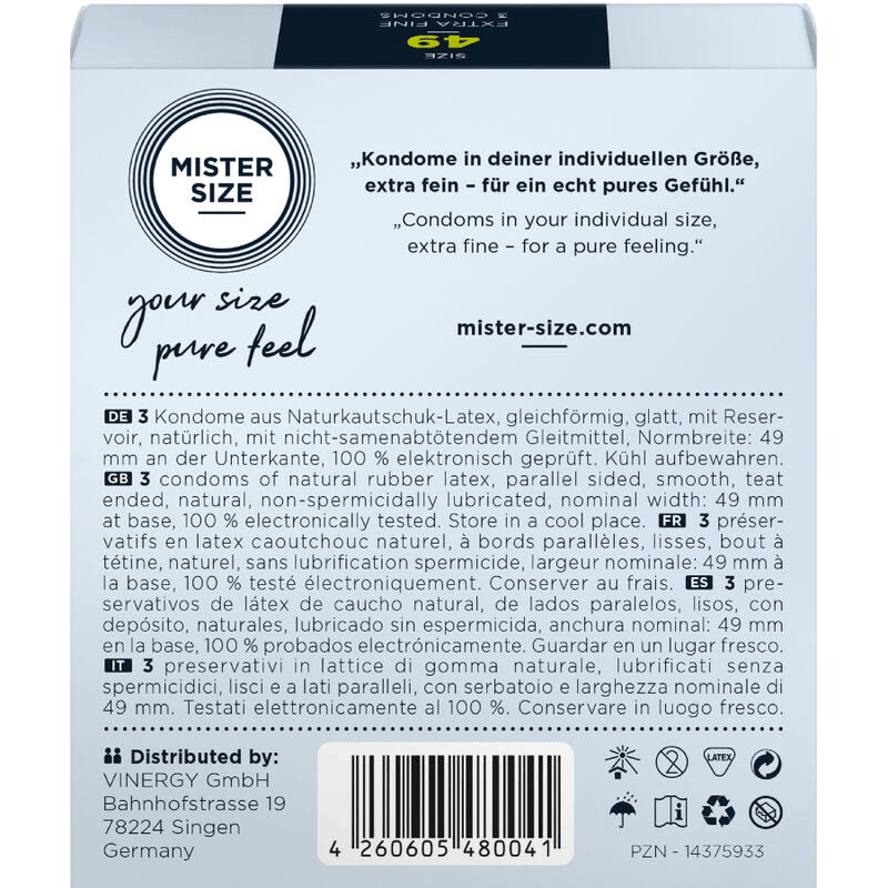 Préservatifs Mister Size 49mm boîte de 3 - Présentation premium du coffret - MANJOY