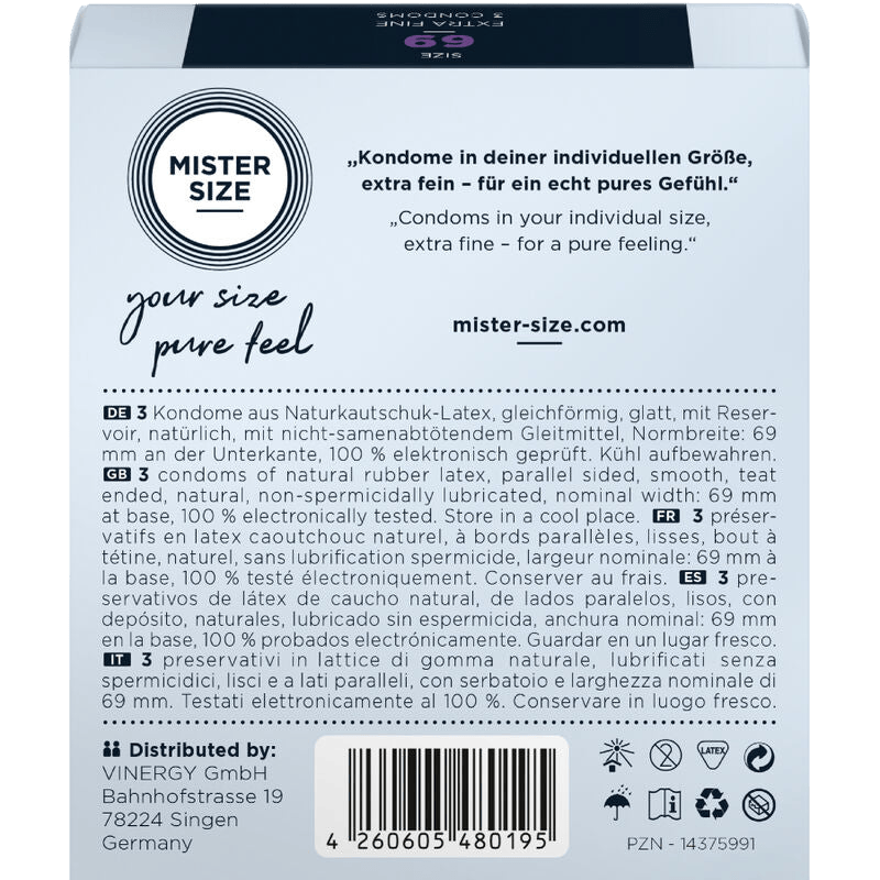 Préservatifs Mister Size 69mm boîte de 3 - Présentation premium du coffret - MANJOY