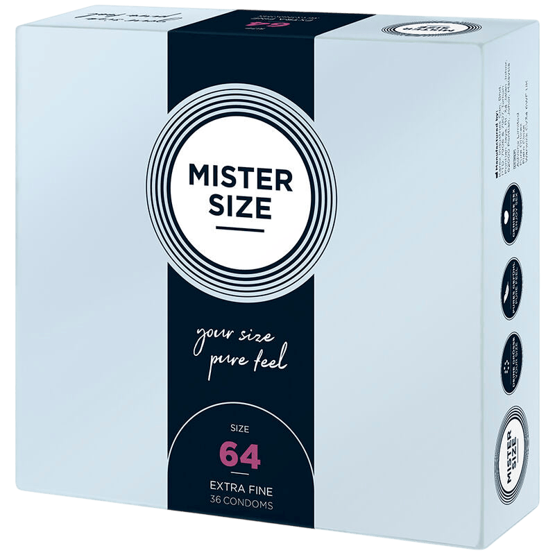 Préservatifs Mister Size 64mm boîte de 36 - Détail de la texture et finesse - MANJOY