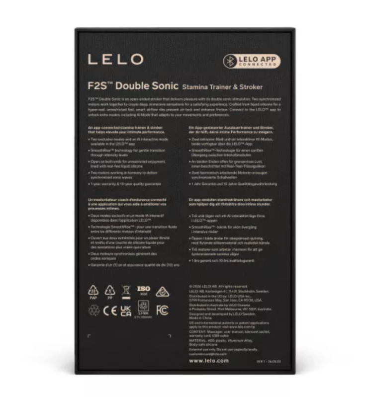 LELO | F2S Double Sonic Rouge | Stroker Sonique Pleine Longueur