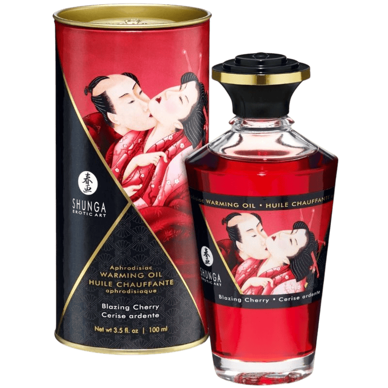 Huile massage chauffante cerise Shunga luxe - Vue principale - MANJOY