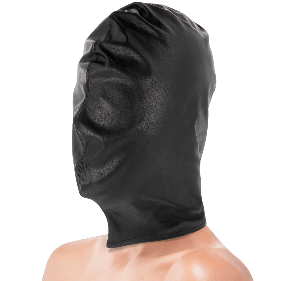 Masque subjugation satin noir Darkness luxe - Détail de l'ingénierie et des matières - MANJOY