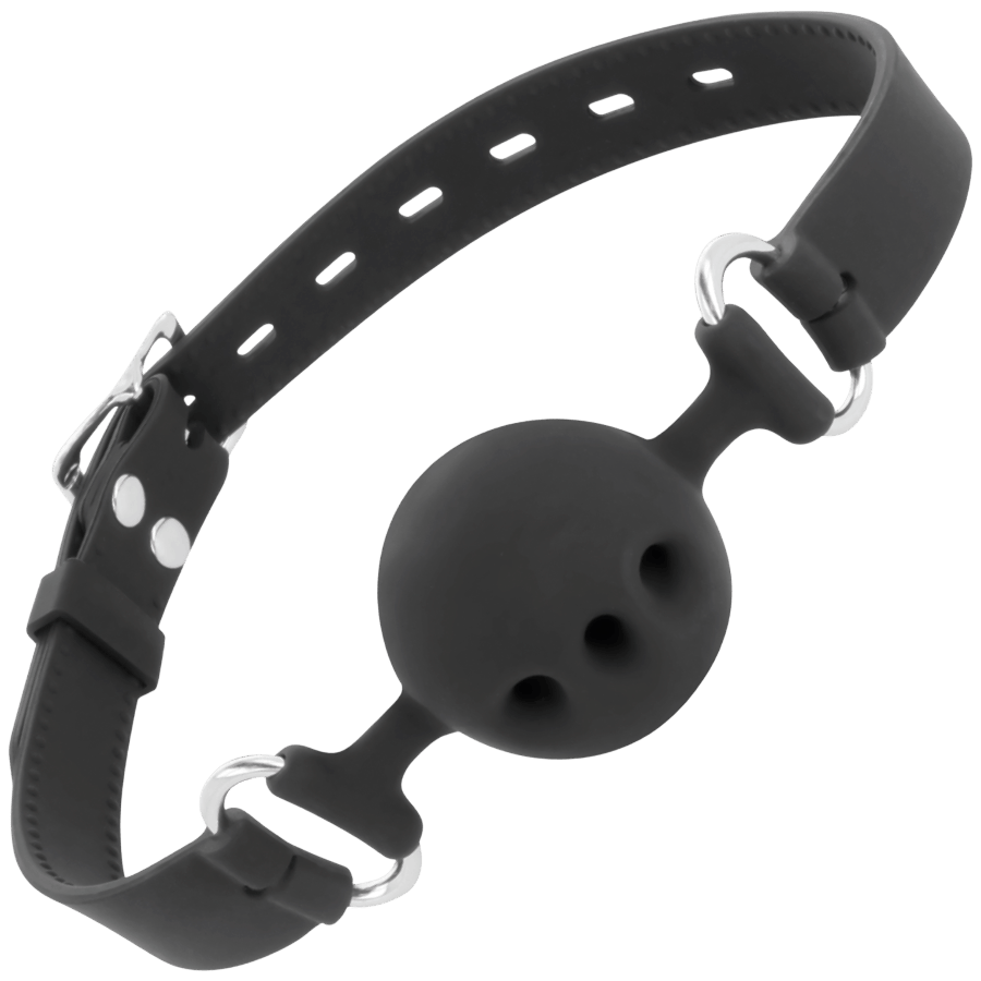 Bâillon respirant silicone noir Darkness BDSM - Mise en situation premium 1 - MANJOY