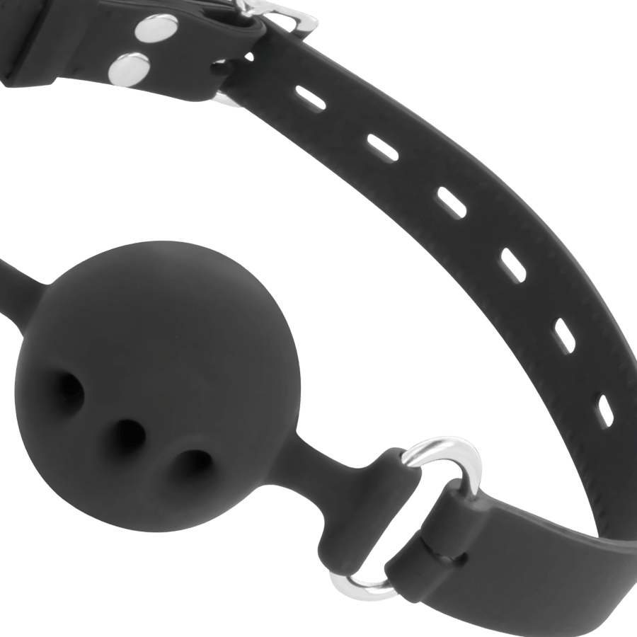 Bâillon respirant silicone noir Darkness BDSM - Vue principale - MANJOY