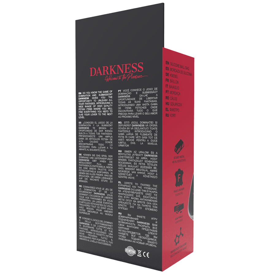 Bâillon boule silicone rouge Darkness fétiche - Vue principale - MANJOY