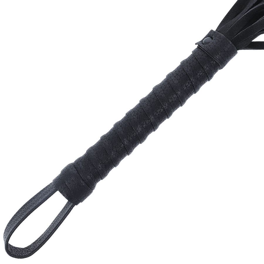 Cravache de bondage noir Darkness impact et sensations - Détail de la texture et finitions - MANJOY