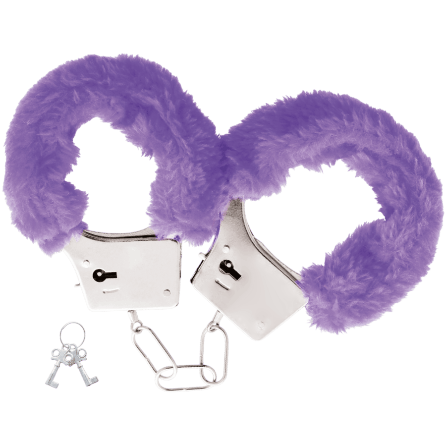 Menottes métal doublées lilas Darkness sécurité - Détail texture - MANJOY